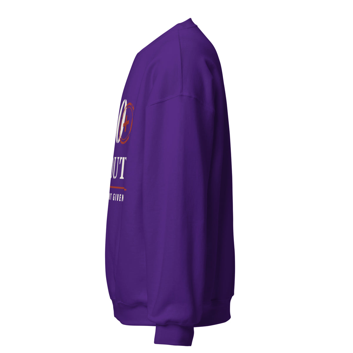 20 Plus & Out Crew Neck Sweatshirt in Purple, left, Twenty & Out