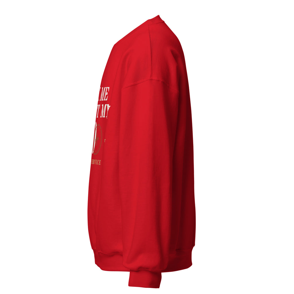Ask Me About My 20+ Crewneck Sweatshirt in Red, left, Twenty & Out