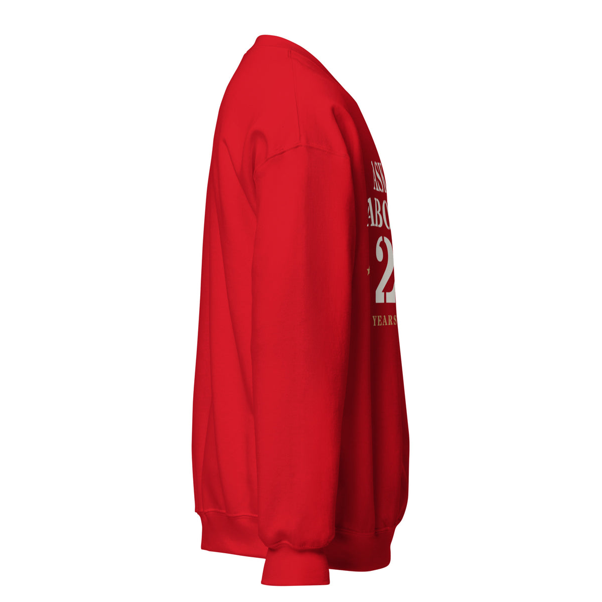 Ask Me About My 20+ Crewneck Sweatshirt in Red, right, Twenty & Out