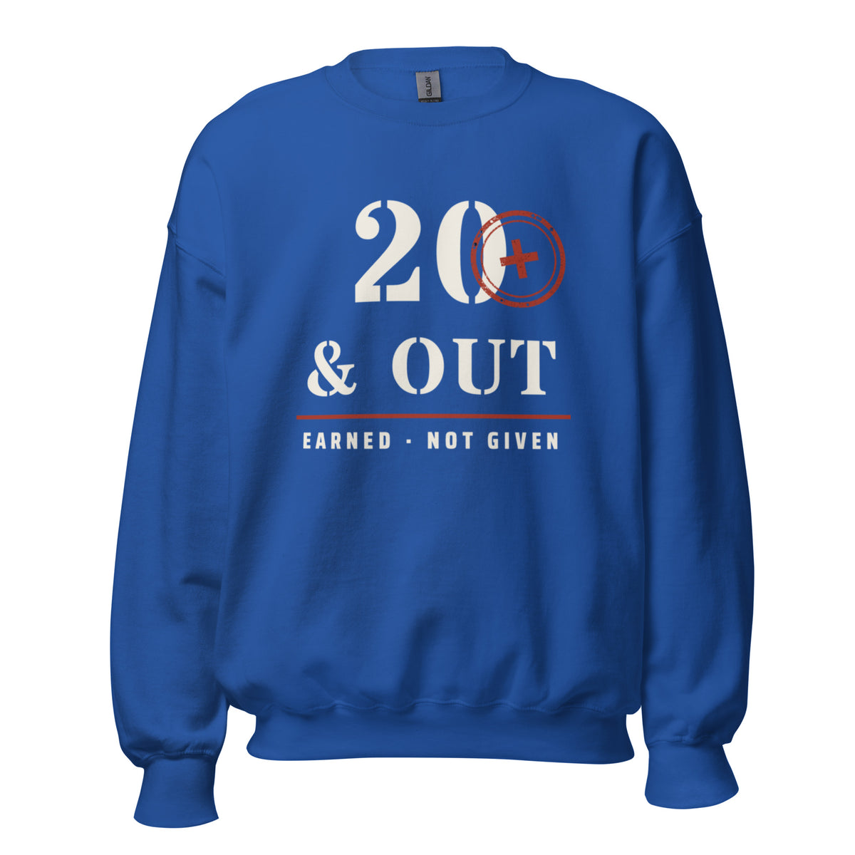 20 Plus & Out Crew Neck Sweatshirt in Royal, front, Twenty & Out