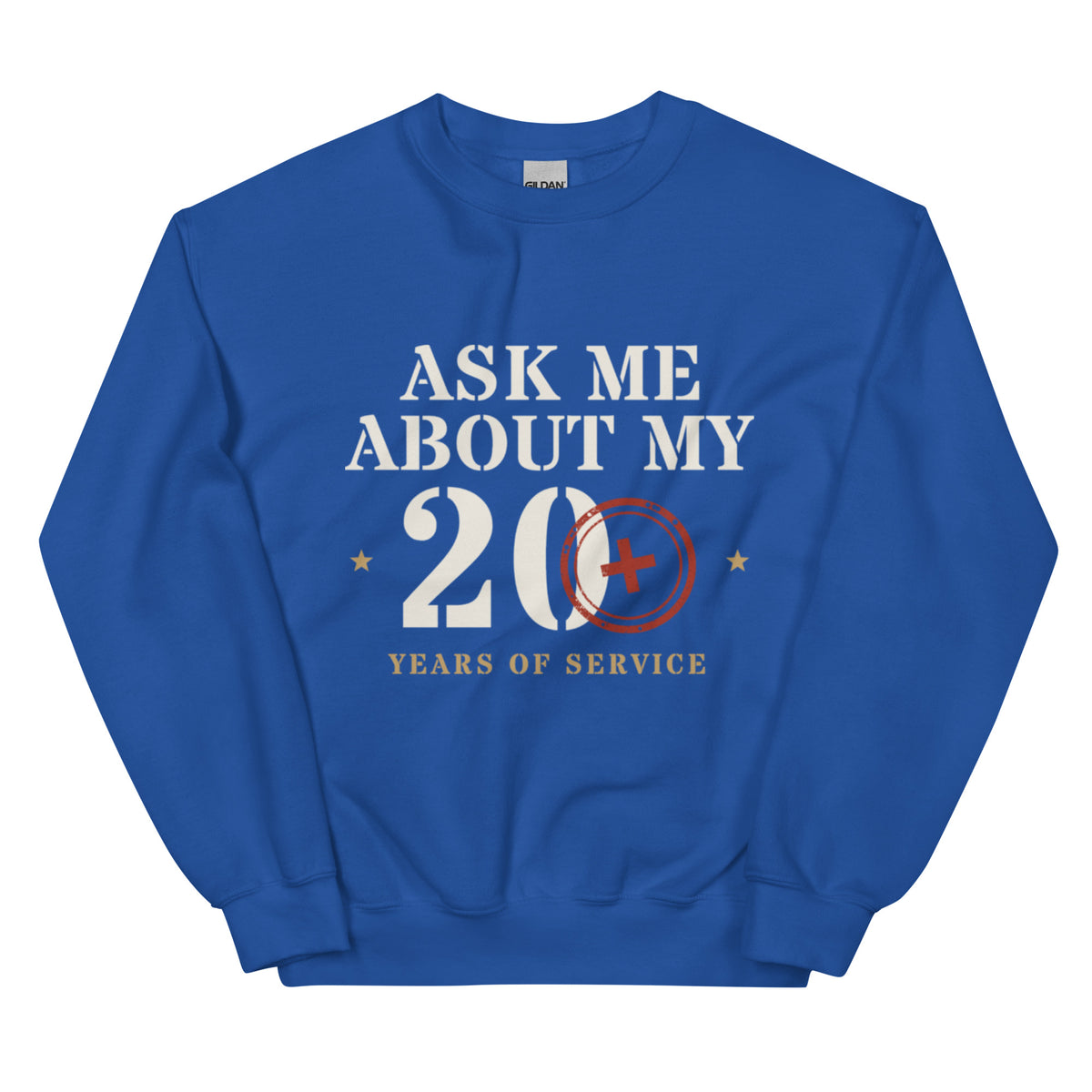 Ask Me About My 20+ Crewneck Sweatshirt in Royal, front, Twenty & Out