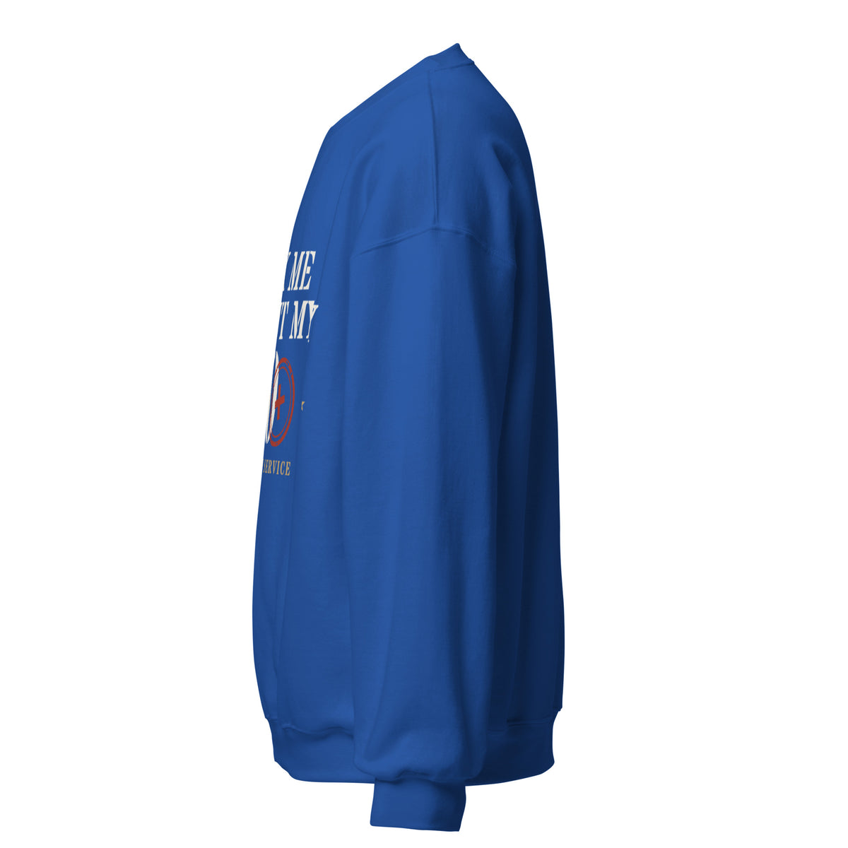 Ask Me About My 20+ Crewneck Sweatshirt in Royal, left, Twenty & Out