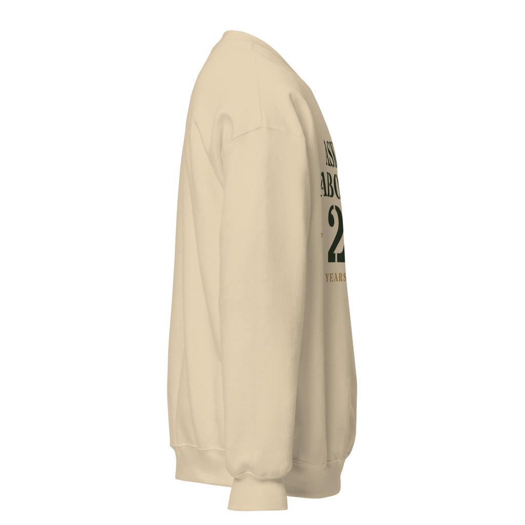 Ask Me About My 20 Plus Crewneck Sweatshirt in Sand, right, Twenty & Out