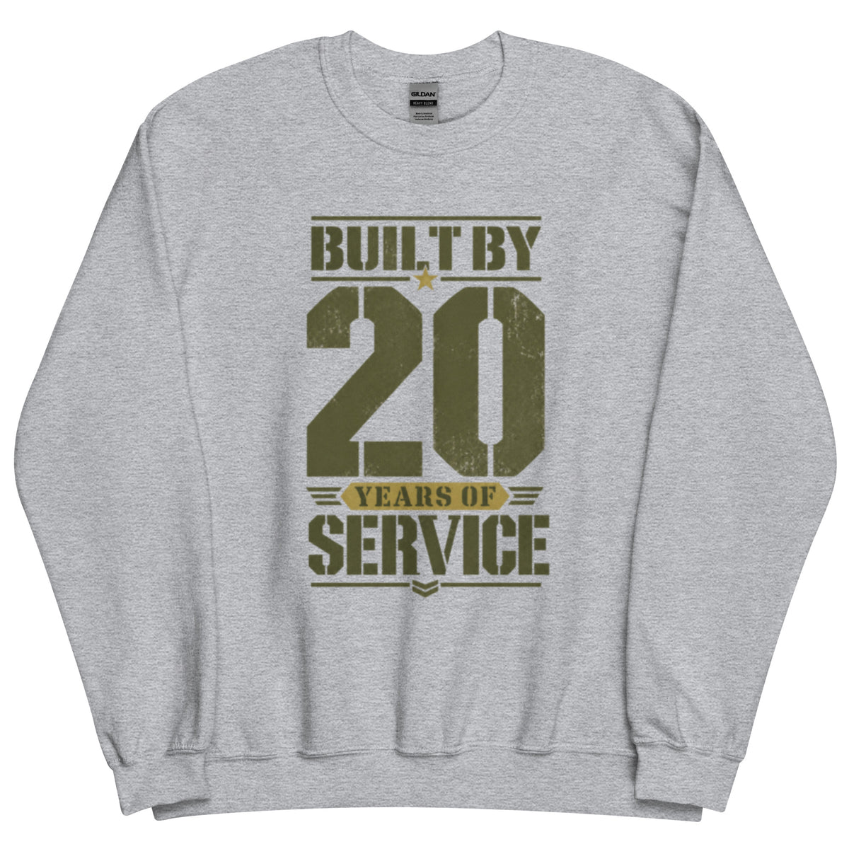 Built By 20 Years of Service Crew Neck Sweatshirt in Sport Grey, front, Twenty & Out