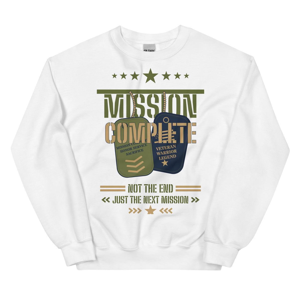 Mission Complete Crew Neck Sweatshirt in White, front, Twenty & Out