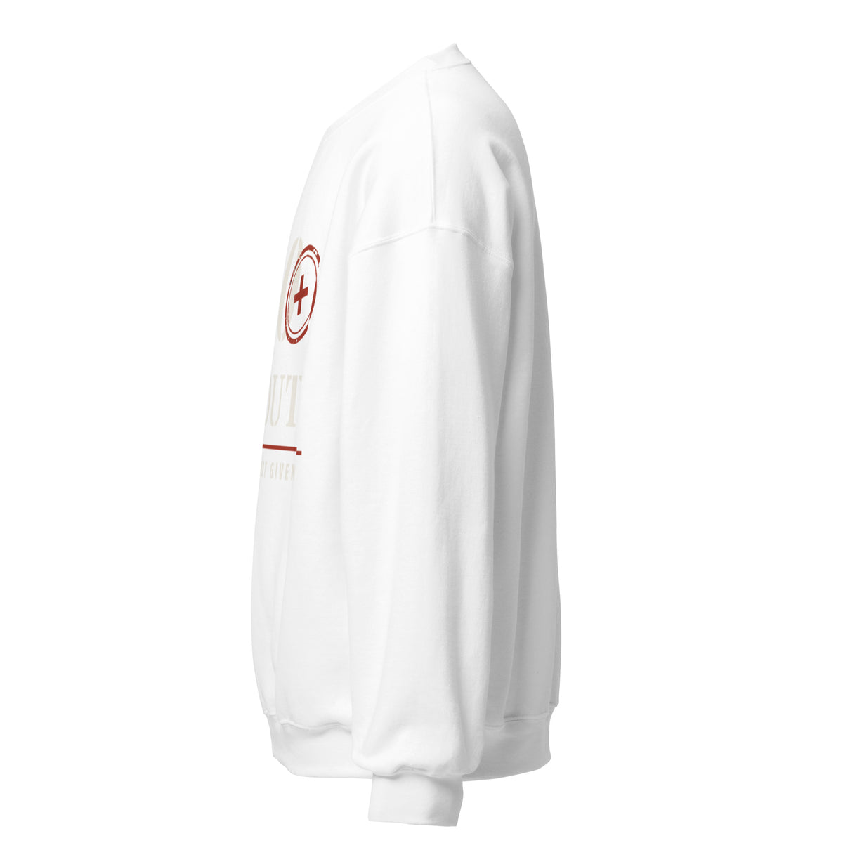 20 Plus & Out Crew Neck Sweatshirt in White, left, Twenty & Out