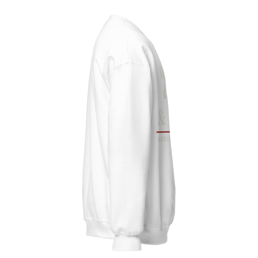 20 Plus & Out Crew Neck Sweatshirt in White, right, Twenty & Out