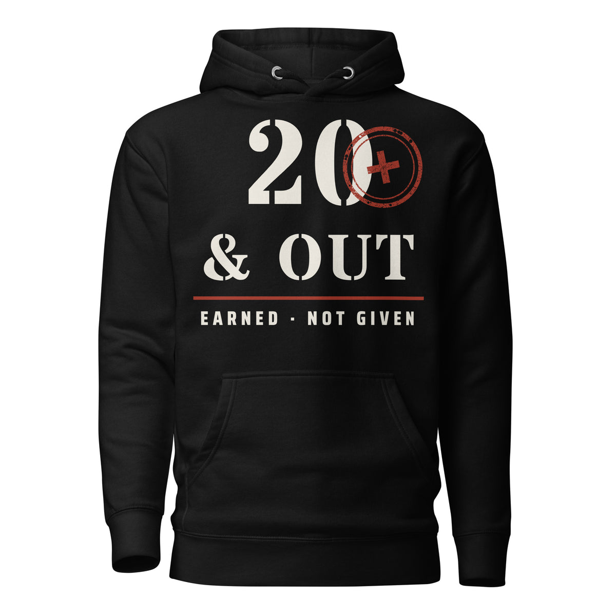 20 Plus & Out Hoodie in Black, front, Twenty & Out