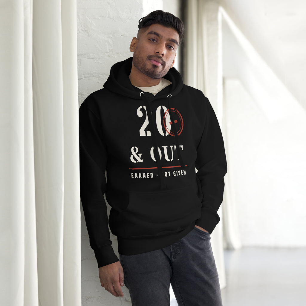 20 Plus & Out Hoodie in Black, front, Twenty & Out