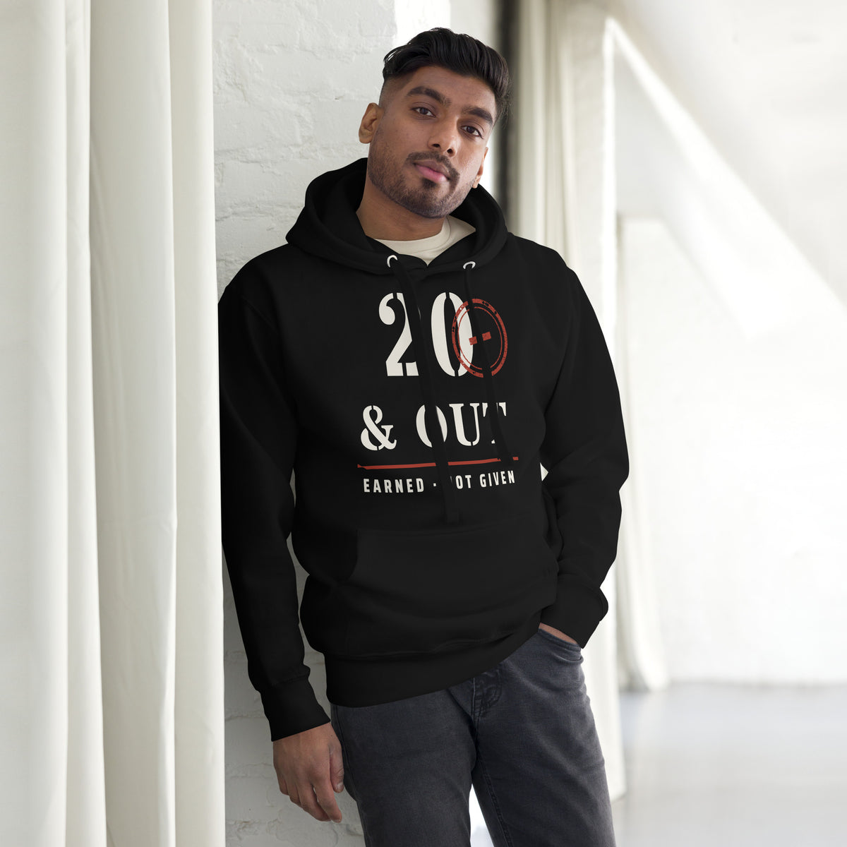 20 Plus & Out Hoodie in Black, front, Twenty & Out