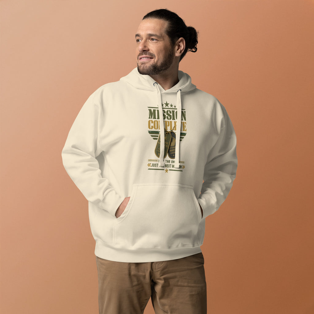 Mission Complete Hoodie in Bone, front, Twenty & Out