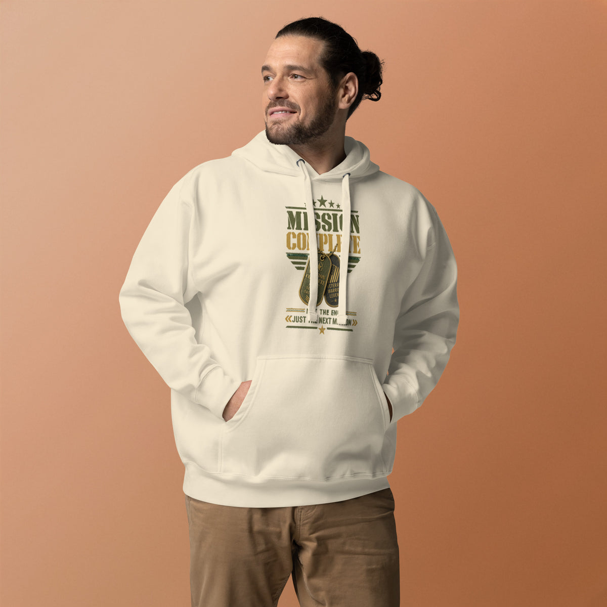 Mission Complete Hoodie in Bone, front, Twenty & Out