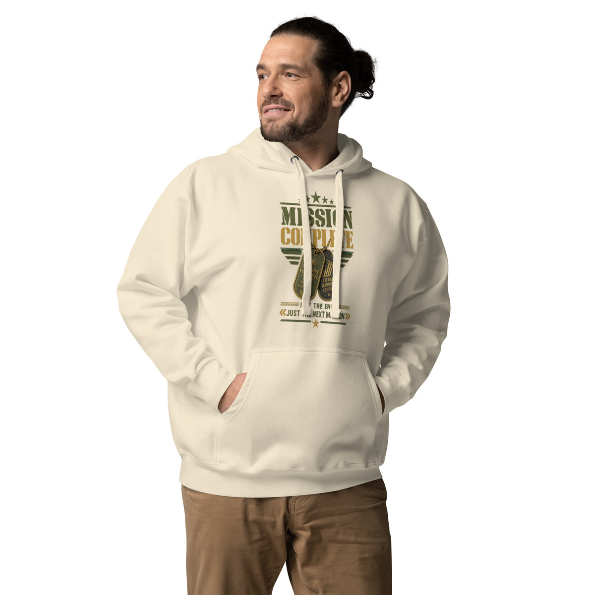 Mission Complete Hoodie in Bone, front, Twenty & Out