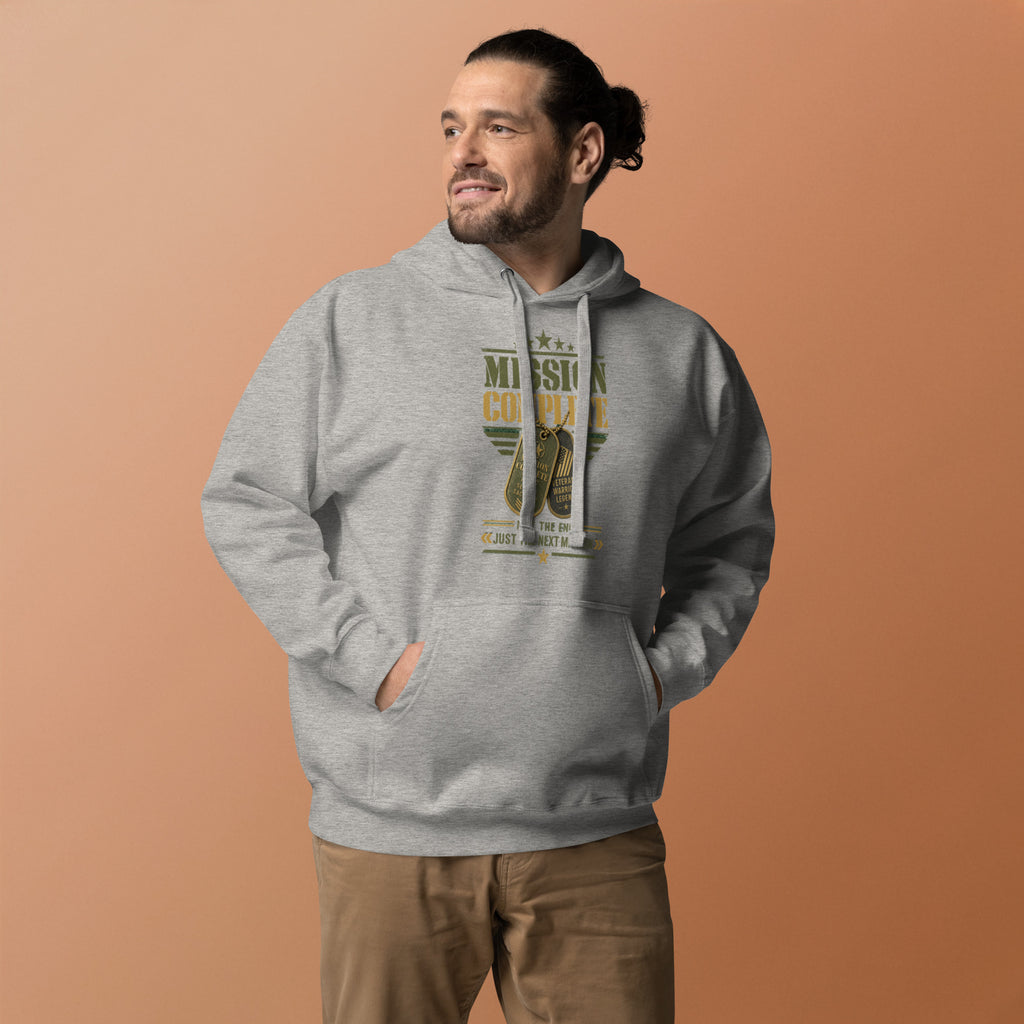 Mission Complete Hoodie in Carbon Grey, front, Twenty & Out