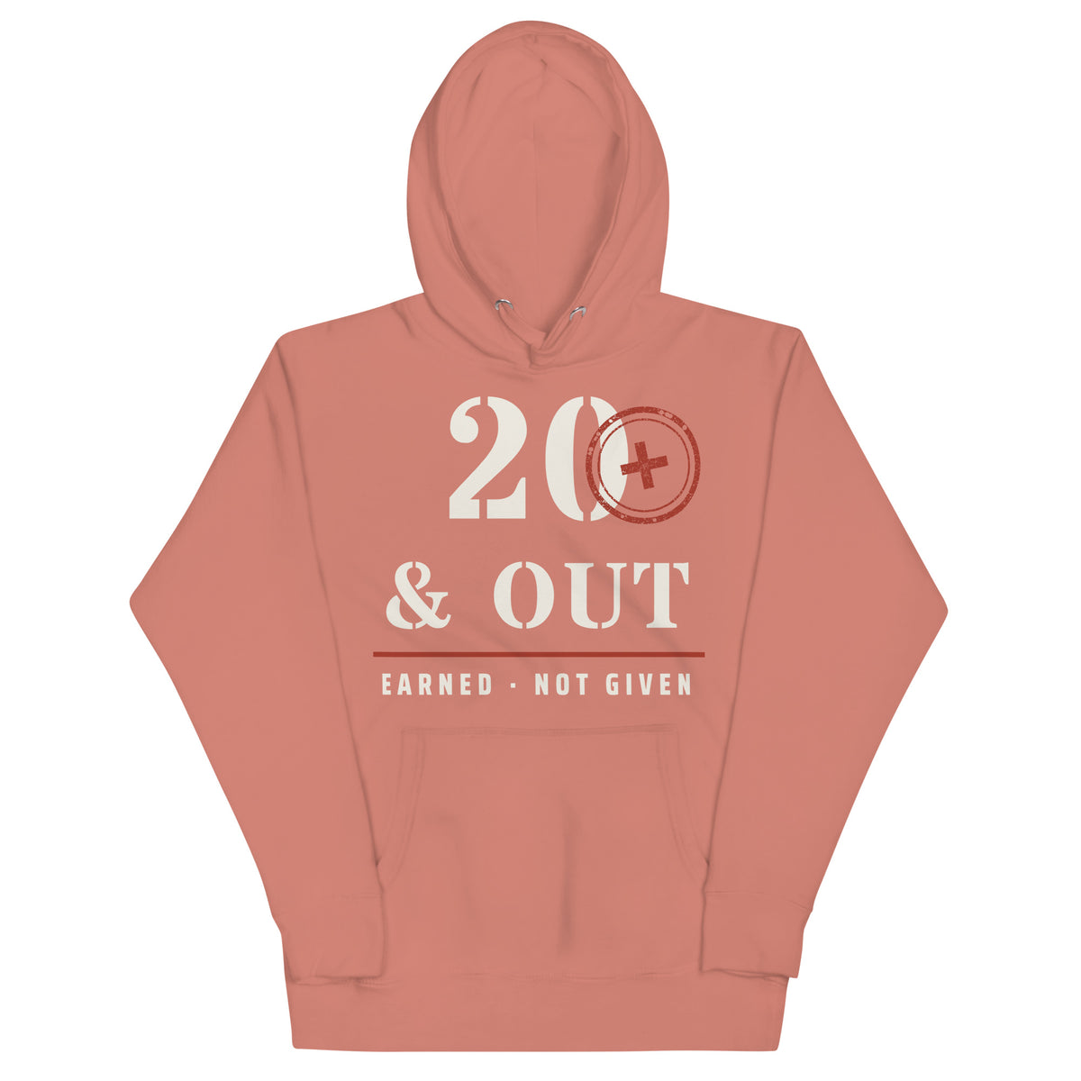 20 Plus & Out Hoodie in Dusty Rose, front, Twenty & Out