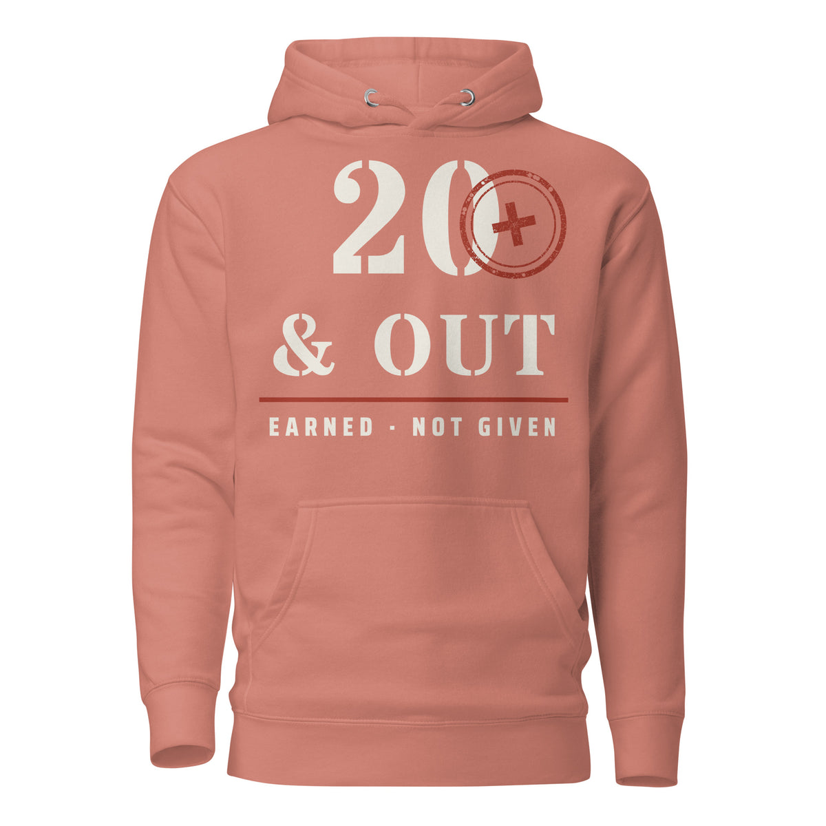 20 Plus & Out Hoodie in Dusty Rose, front, Twenty & Out