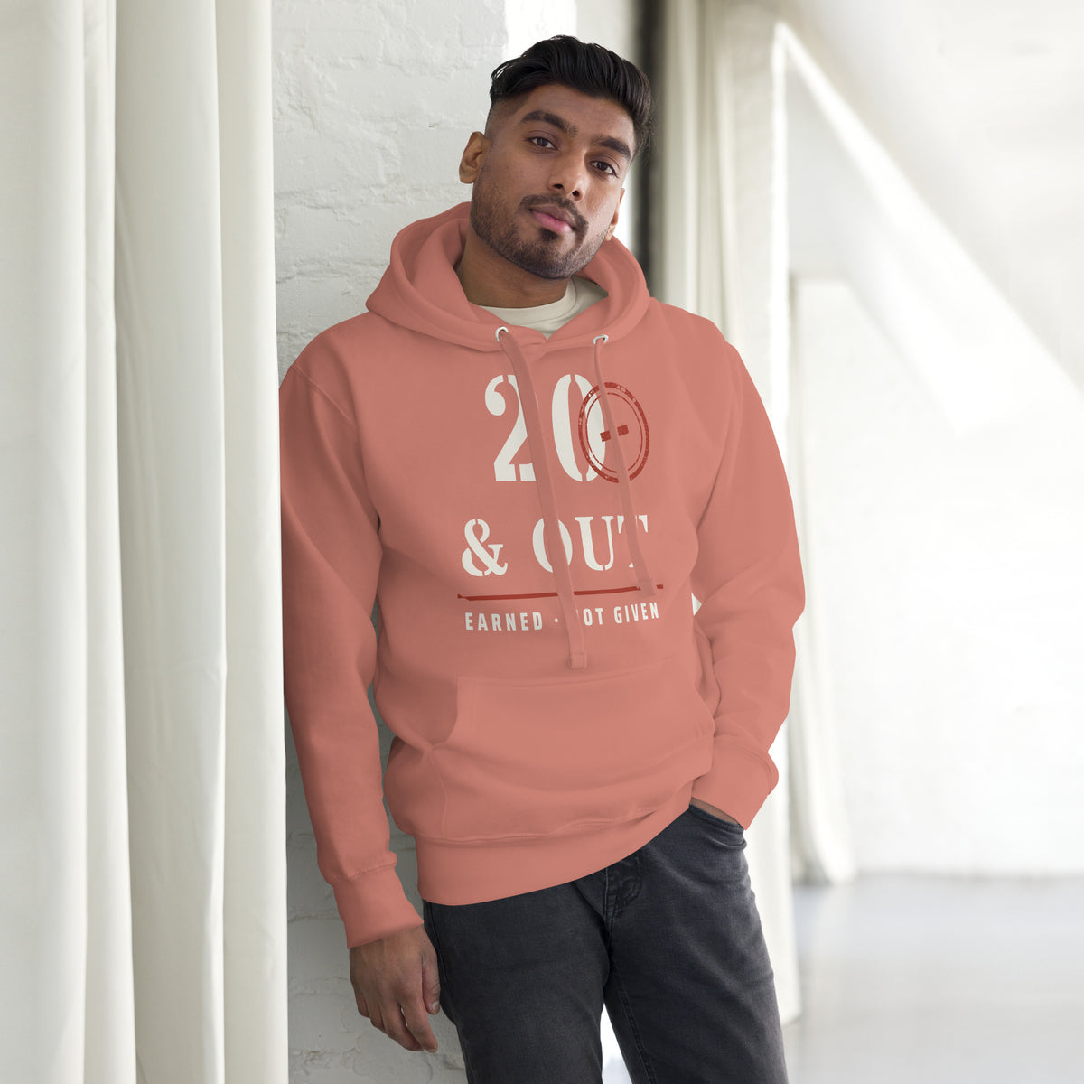 20 Plus & Out Hoodie in Dusty Rose, front, Twenty & Out