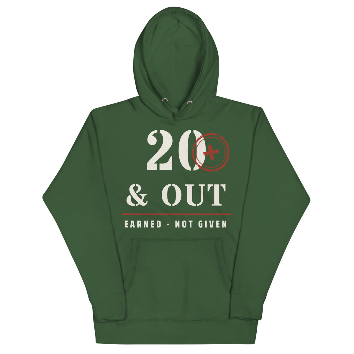 20 Plus & Out Hoodie in Forest Green, front, Twenty & Out