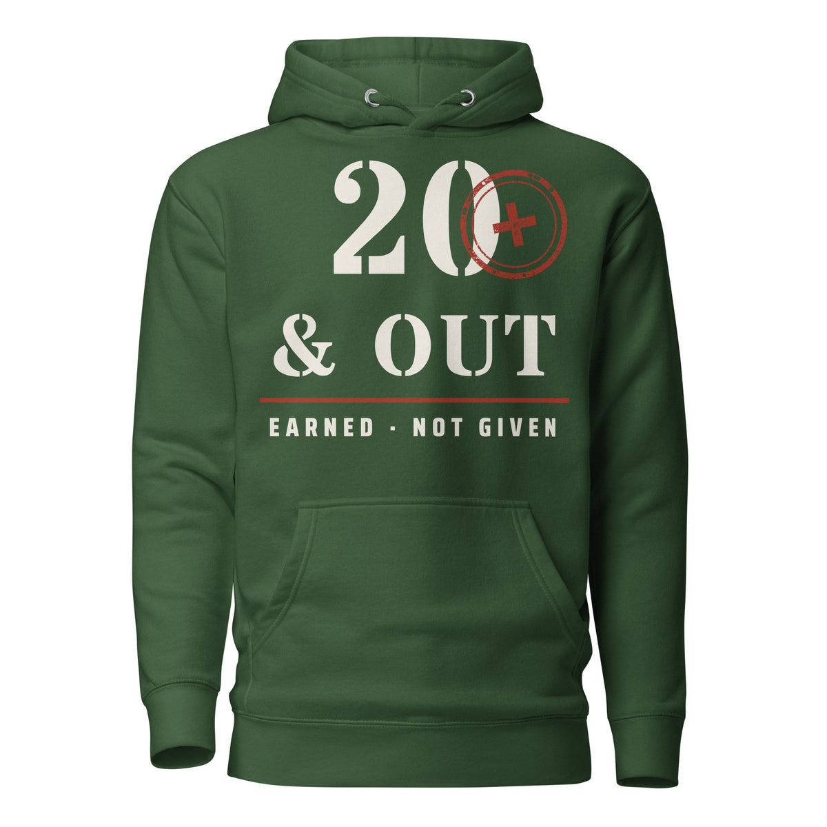 20 Plus & Out Hoodie in Forest Green, front, Twenty & Out