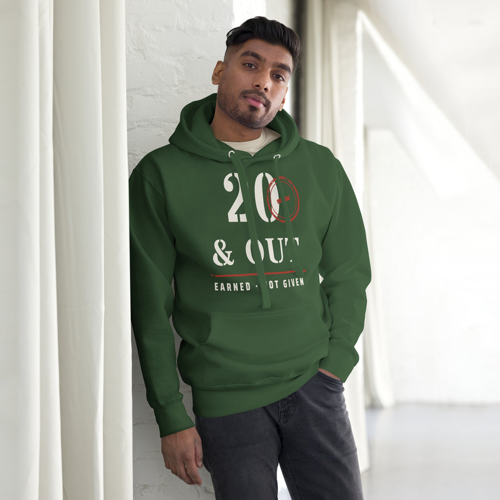 20 Plus & Out Hoodie in Forest Green, front, Twenty & Out