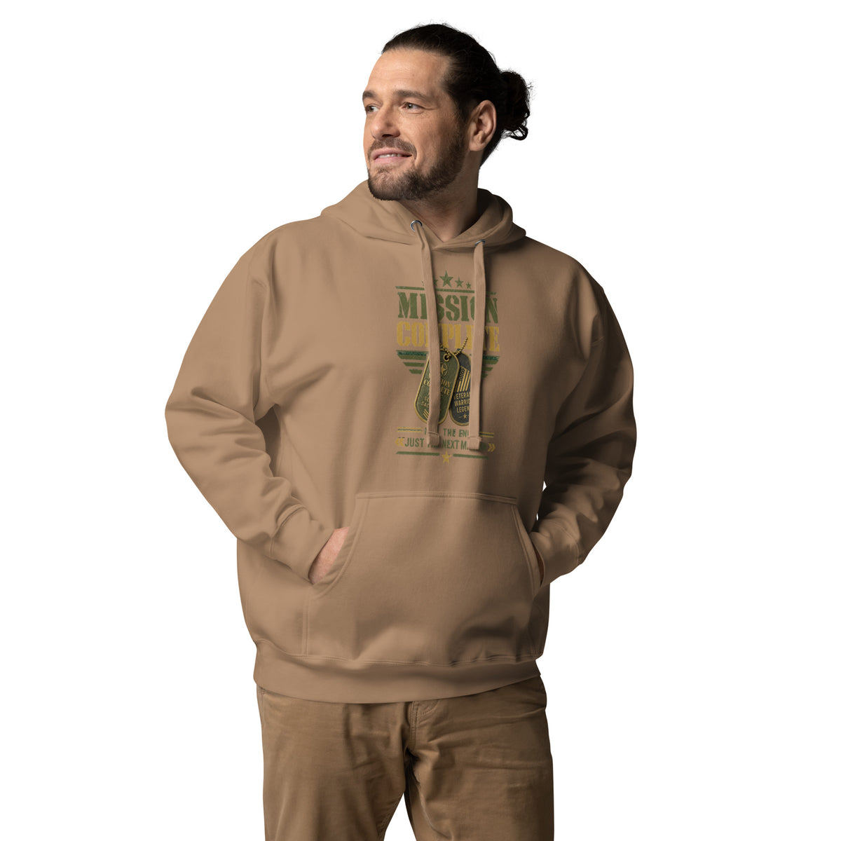 Mission Complete Hoodie in Latte, front, Twenty & Out