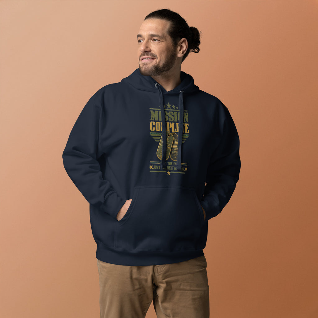 Mission Complete Hoodie in Navy Blazer, front, Twenty & Out