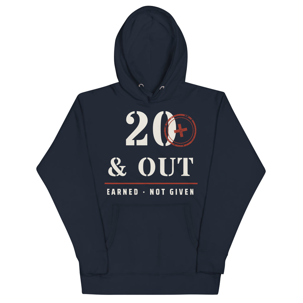 20 Plus & Out Hoodie in Navy Blazer, front, Twenty & Out