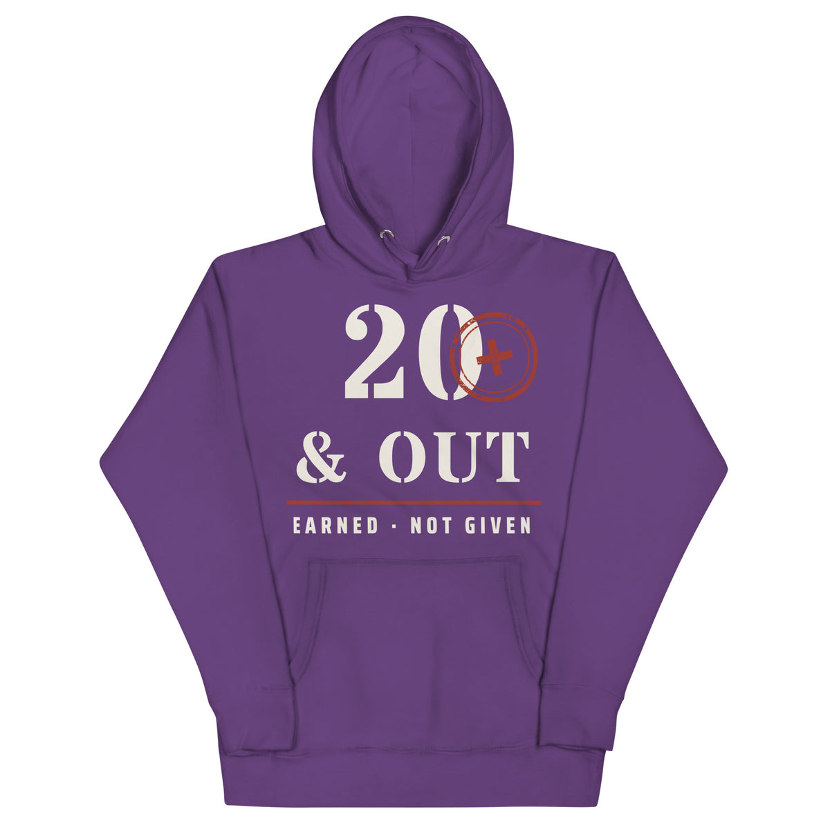 20 Plus & Out Hoodie in Purple, front, Twenty & Out