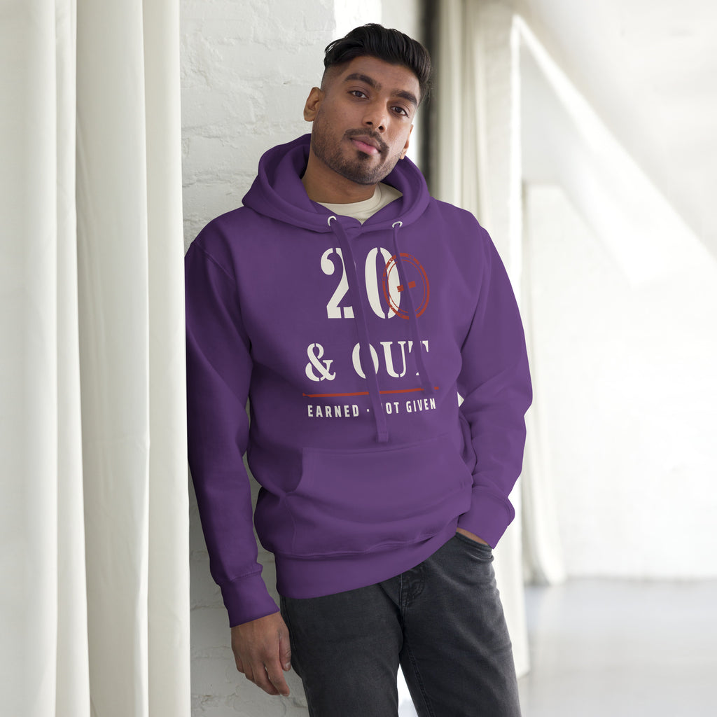 20 Plus & Out Hoodie in Purple, front, Twenty & Out