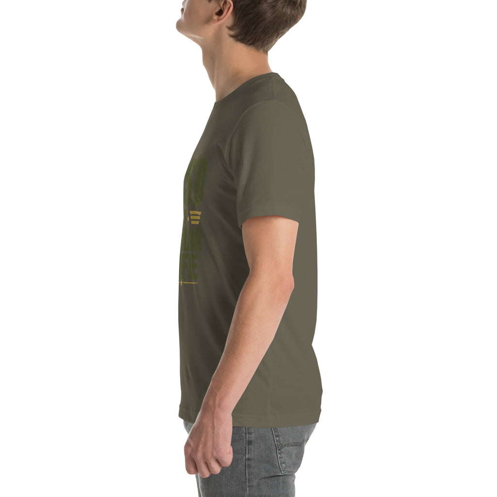 PCS'd to Civilian Life T-Shirt in Army, left, Twenty & Out