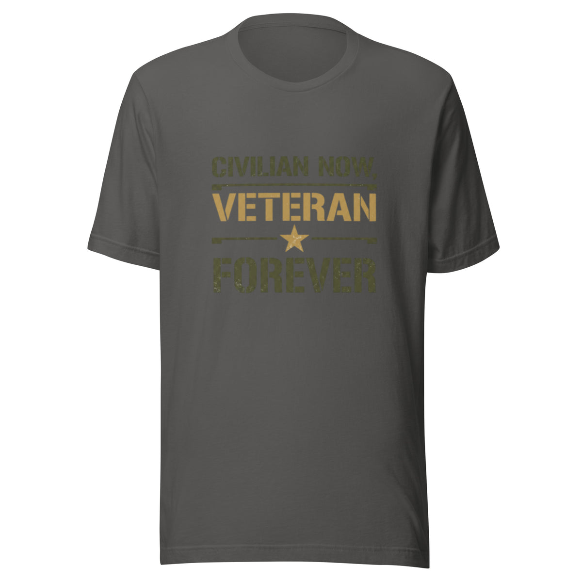 Civilian Now, Veteran Forever T-Shirt in Asphalt, front, Twenty & Out