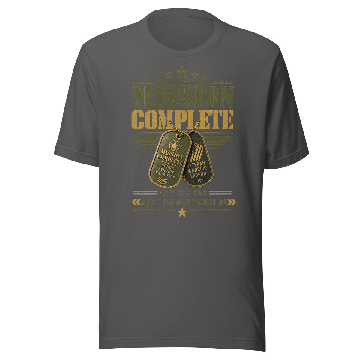 Mission Complete T-Shirt in Asphalt, front, Twenty & Out