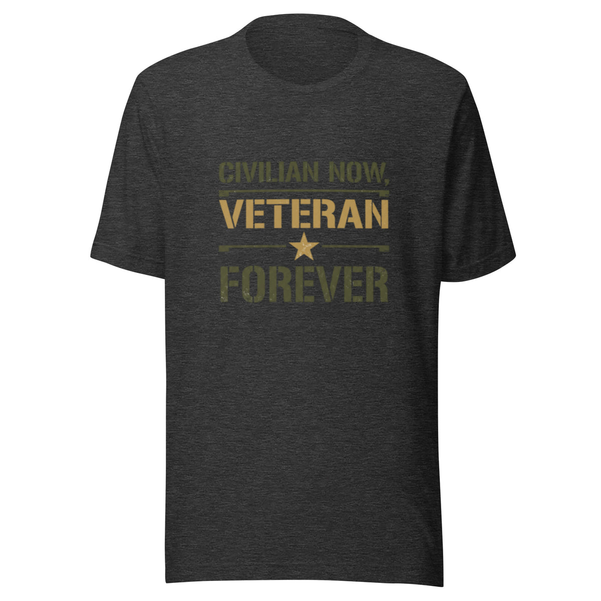 Civilian Now, Veteran Forever T-Shirt in Dark Grey Heather, front, Twenty & Out