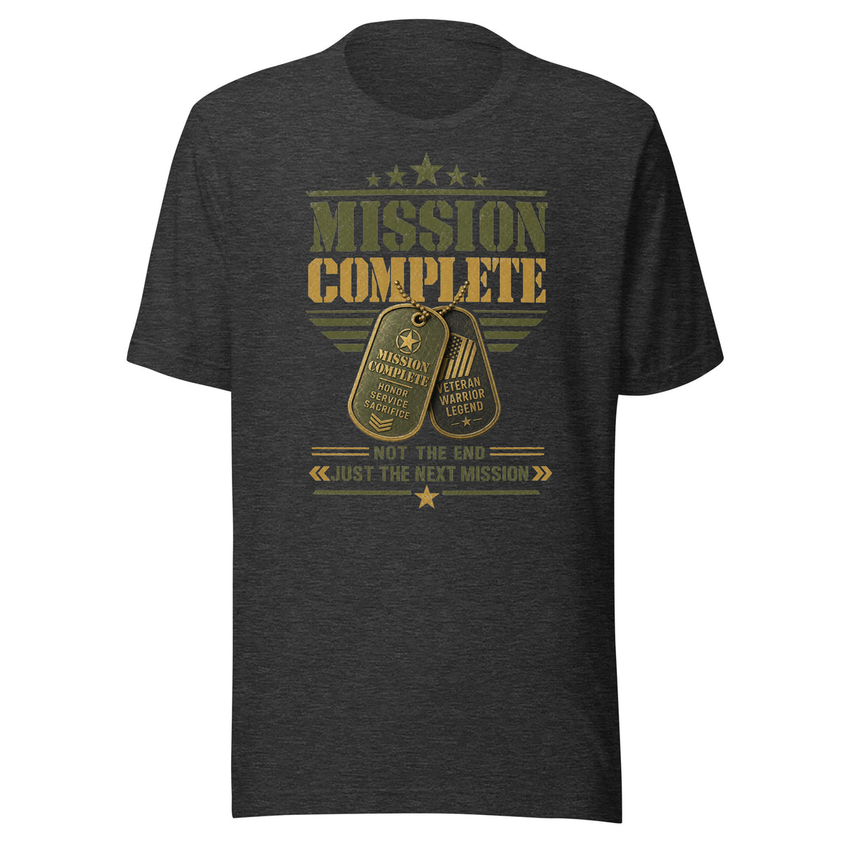 Mission Complete T-Shirt in Dark Grey Heather, front, Twenty & Out