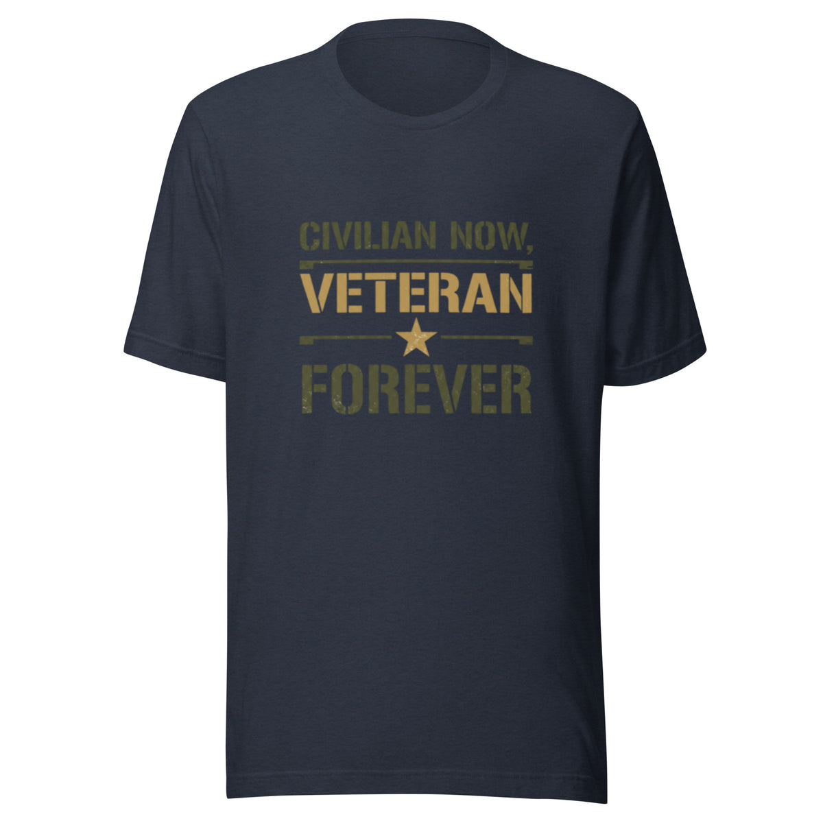Civilian Now, Veteran Forever T-Shirt in Heather Navy, front, Twenty & Out