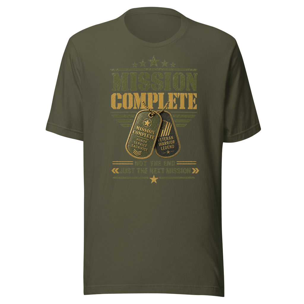 Mission Complete T-Shirt in Military Green, front, Twenty & Out