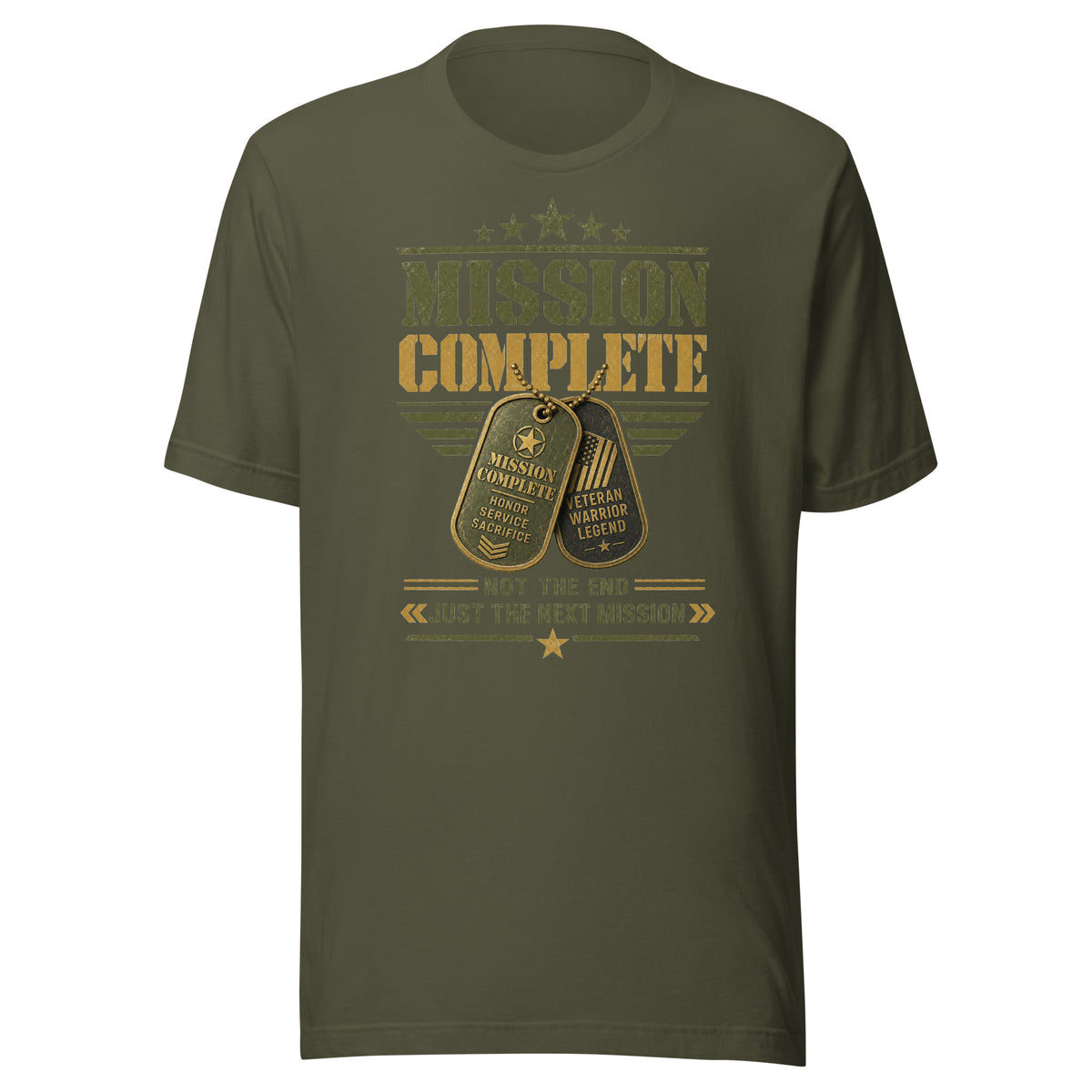Mission Complete T-Shirt in Military Green, front, Twenty & Out