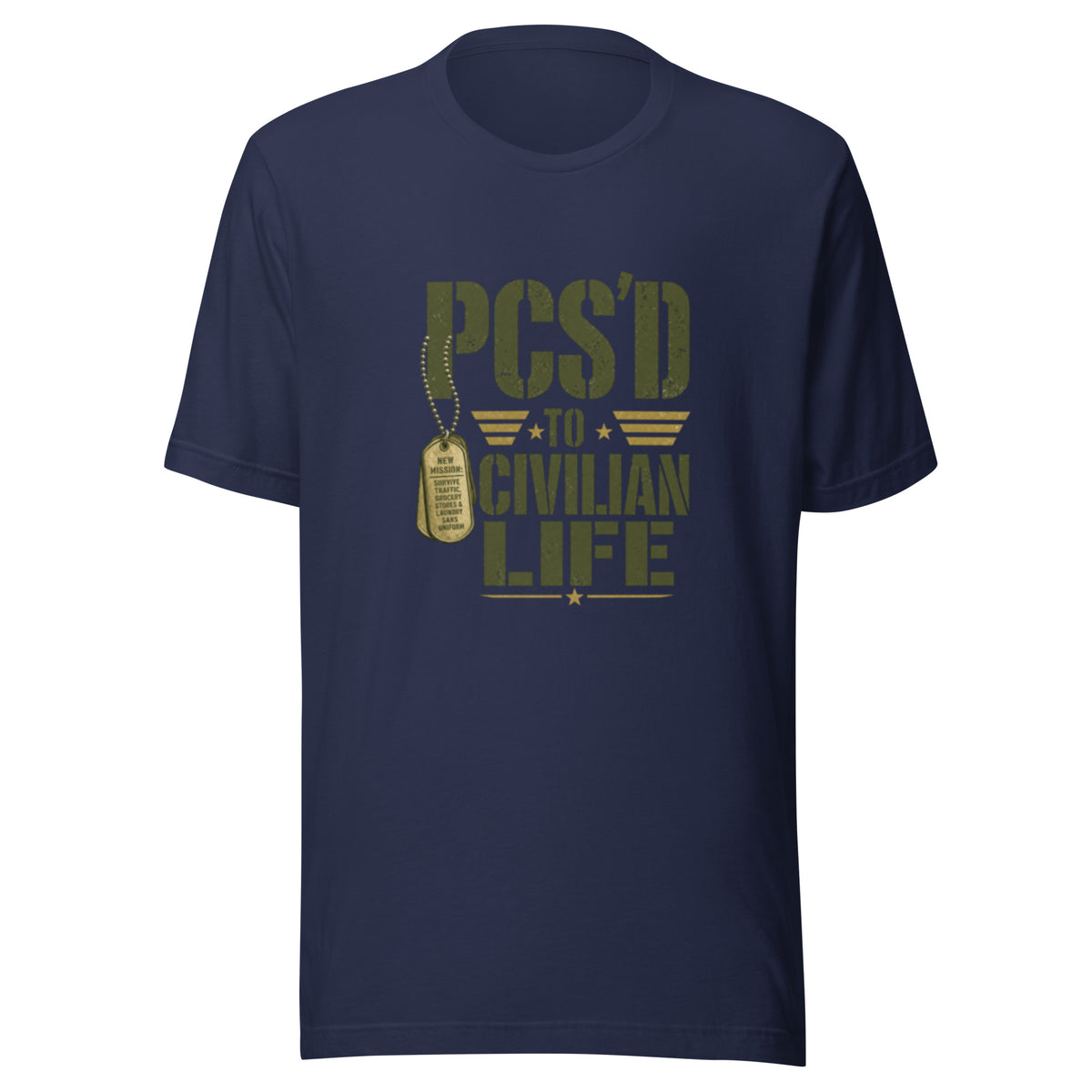 PCS'd to Civilian Life T-Shirt in Navy, front, Twenty & Out