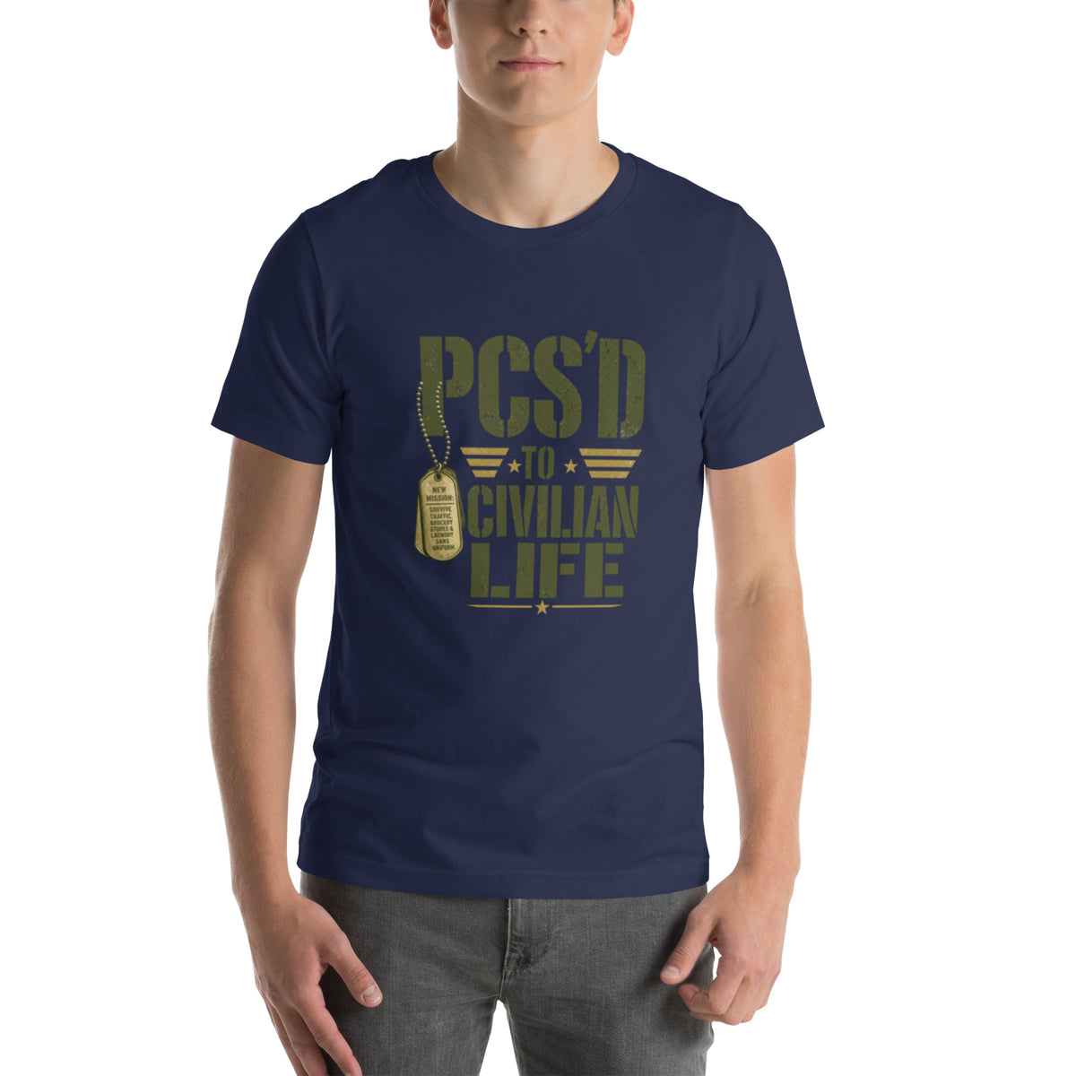 PCS'd to Civilian Life T-Shirt in Navy, front, Twenty & Out