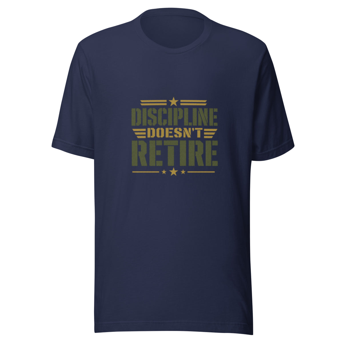 Discipline Doesn't Retire T-Shirt in Navy, front, Twenty & Out