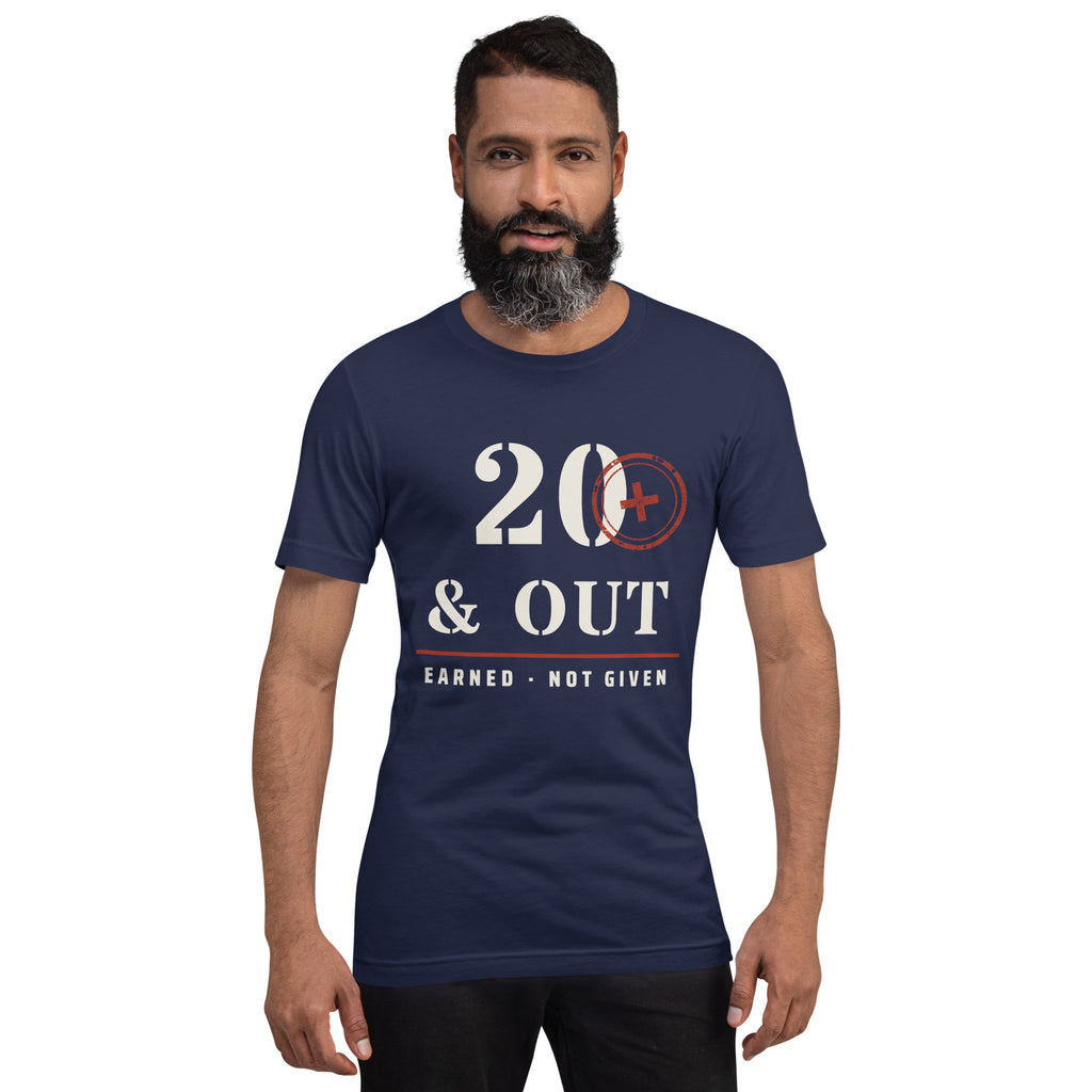 20 Plus & Out T-Shirt in Navy, front, Twenty & Out