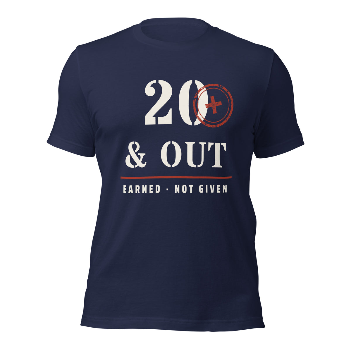 20 Plus & Out T-Shirt in Navy, front, Twenty & Out