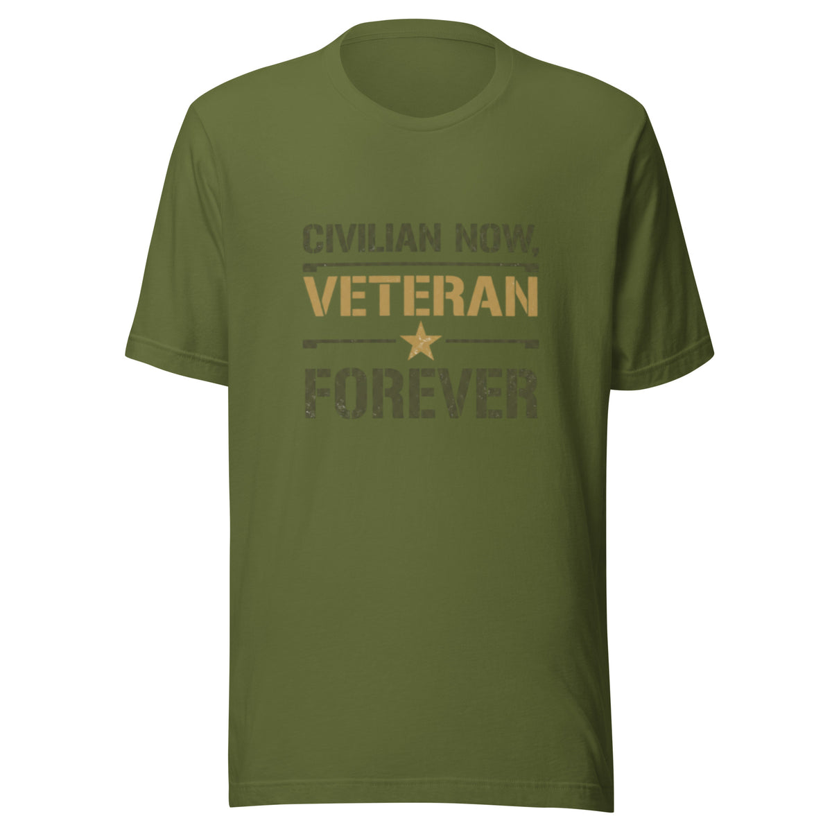 Civilian Now, Veteran Forever T-Shirt in Olive, front, Twenty & Out