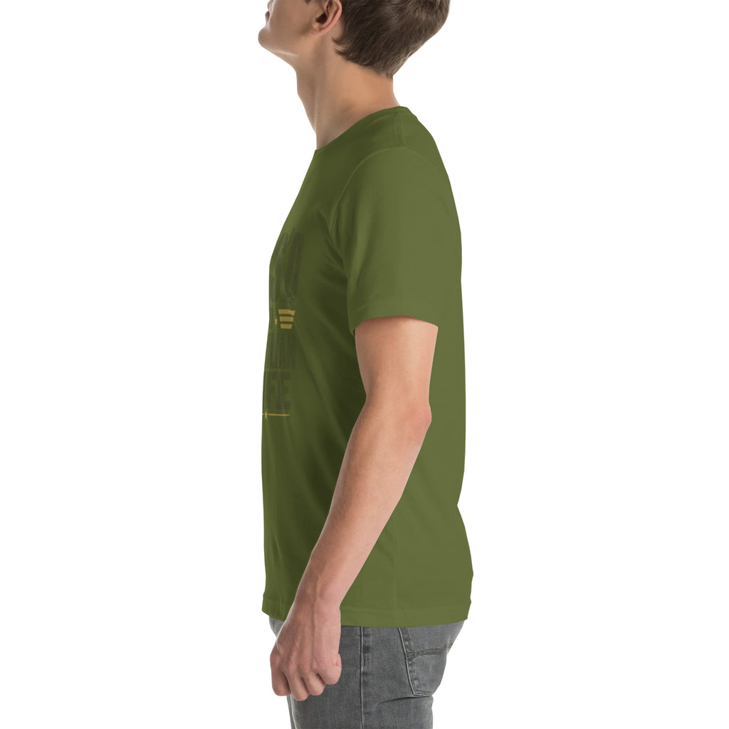 PCS'd to Civilian Life T-Shirt in Olive, left, Twenty & Out