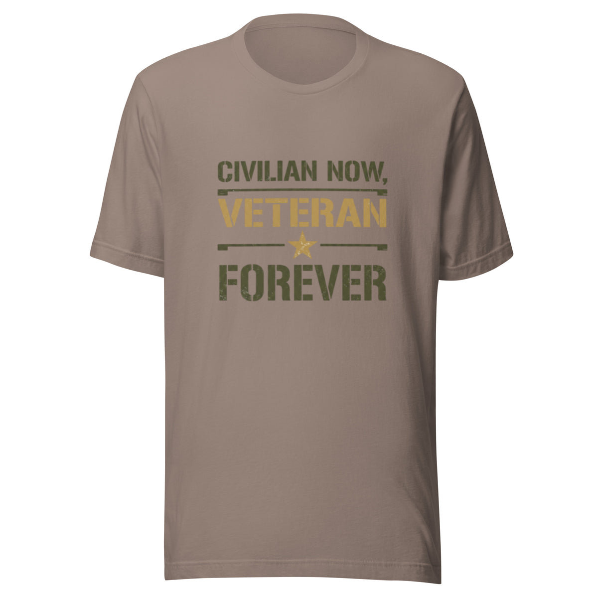 Civilian Now, Veteran Forever T-Shirt in Pebble, front, Twenty & Out