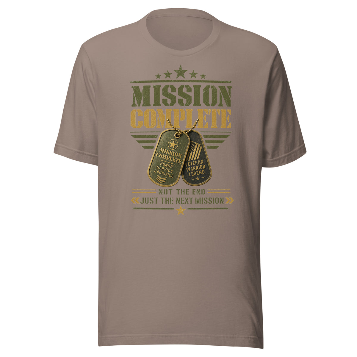 Mission Complete T-Shirt in Pebble, front, Twenty & Out
