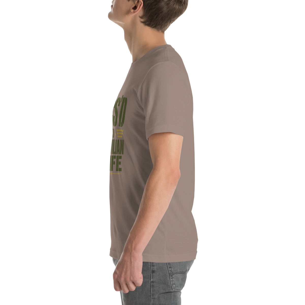PCS'd to Civilian Life T-Shirt in Pebble, left, Twenty & Out