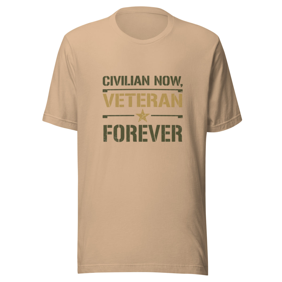 Civilian Now, Veteran Forever T-Shirt in Tan, front, Twenty & Out