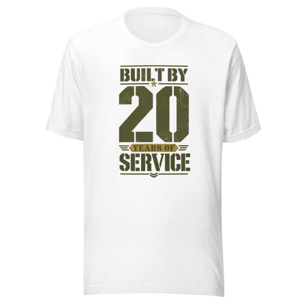 Built By 20 Years of Service T-Shirt in White, front, Twenty & Out