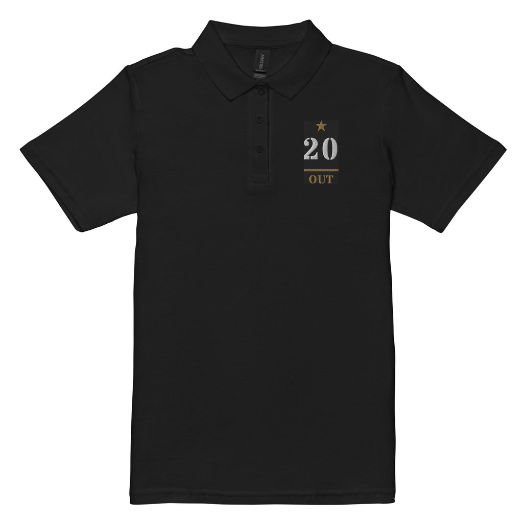 20 Plus & Out Women's Polo, Dark in Black, front, Twenty & Out